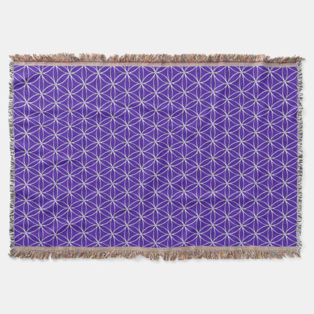 Flower of Life / Blume des Lebens - silver pattern Throw Blanket (Front)