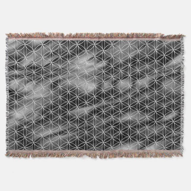 Flower of Life / Blume des Lebens - silver pattern Throw Blanket (Front)