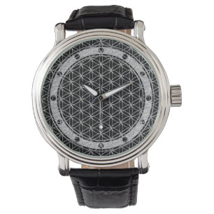 Flower of Life / Blume des Lebens - silver pattern Watch