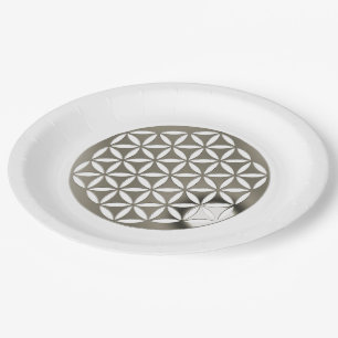 Flower Of Life / Blume des Lebens - silver punched Paper Plate