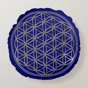 Flower Of Life / Blume des Lebens - SILVER Round Cushion
