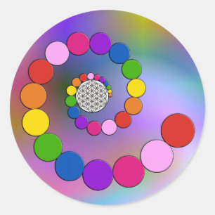 Flower of Life / Blume des Lebens - spiral dots Classic Round Sticker