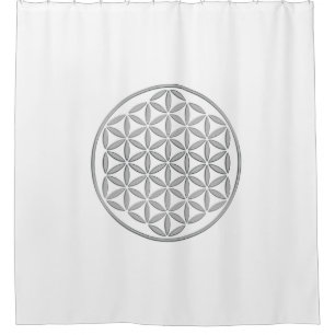 Flower Of Life / Blume des Lebens - stamp silver Shower Curtain