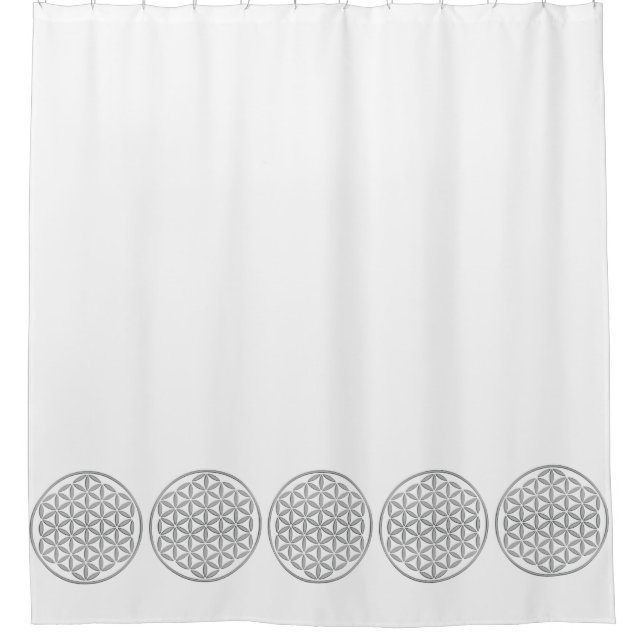 Flower Of Life / Blume des Lebens - stamp silver Shower Curtain (Front)