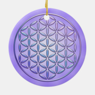 Flower of Life / Blume des Lebens - stamp violet Ceramic Ornament