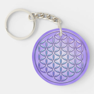 Flower of Life / Blume des Lebens - stamp violet Key Ring