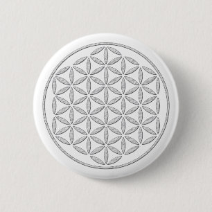 Flower Of Life / Blume des Lebens - stamp white 6 Cm Round Badge