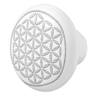 Flower Of Life / Blume des Lebens - stamp white Ceramic Knob