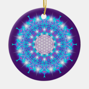 FLOWER OF LIFE/Blume des Lebens Stars Mandala Ceramic Tree Decoration