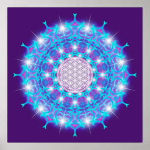FLOWER OF LIFE/Blume des Lebens Stars Mandala Poster