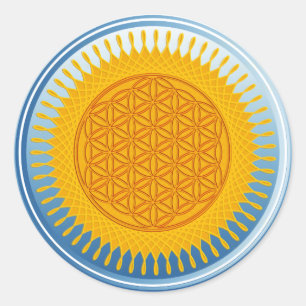 Flower Of Life / Blume des Lebens - SUNNY blue Classic Round Sticker