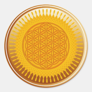 Flower Of Life / Blume des Lebens - SUNNY brown Classic Round Sticker