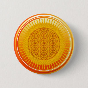 Flower Of Life / Blume des Lebens - SUNNY orange 6 Cm Round Badge