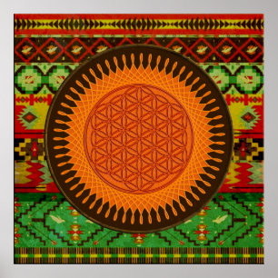 Flower Of Life / Blume des Lebens - sunny orange Poster