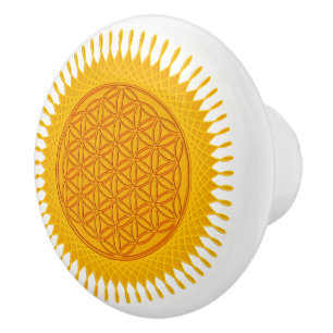 Flower Of Life / Blume des Lebens - SUNNY yellow Ceramic Knob