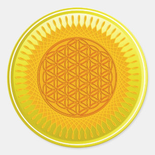 Flower Of Life / Blume des Lebens - SUNNY yellow Classic Round Sticker