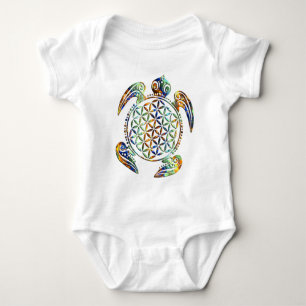 Flower of Life / Blume des Lebens - turtle coloure Baby Bodysuit