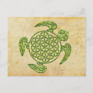 Flower of Life / Blume des Lebens - turtle green Postcard
