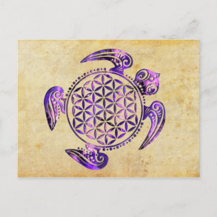 Flower of Life / Blume des Lebens - turtle purple Postcard