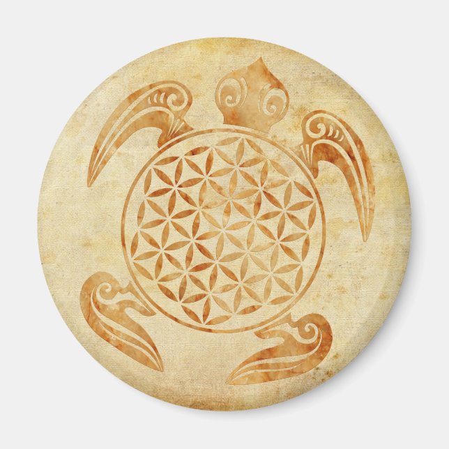 Flower of Life / Blume des Lebens - turtle stone Magnet (Front)