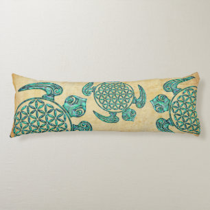 Flower of Life / Blume des Lebens turtle turquoise Body Cushion