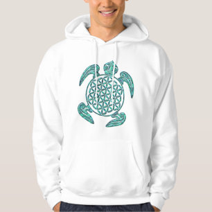 Flower of Life / Blume des Lebens turtle turquoise Hoodie