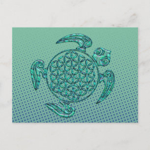 Flower of Life / Blume des Lebens turtle turquoise Postcard