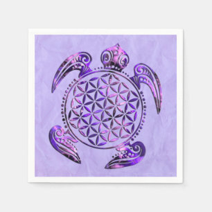 Flower Of Life / Blume des Lebens - turtle violet Napkin