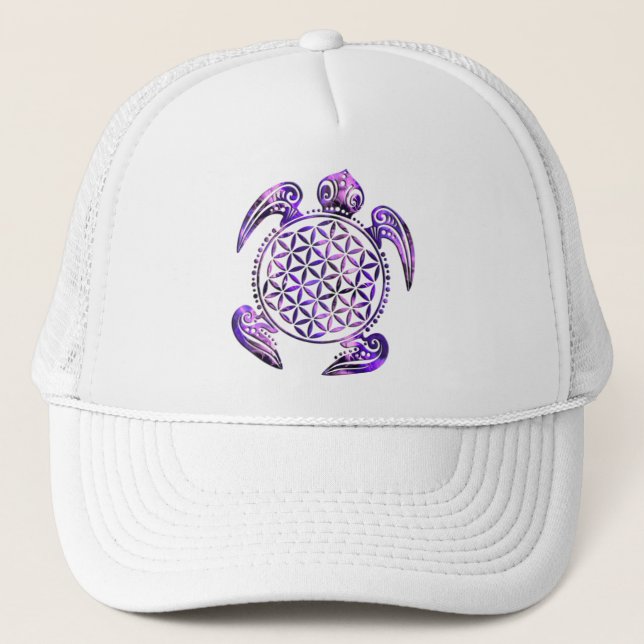 Flower of Life / Blume des Lebens - turtle violet Trucker Hat (Front)