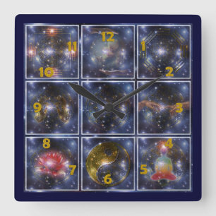 FLOWER OF LIFE / Blume des Lebens - universe Square Wall Clock