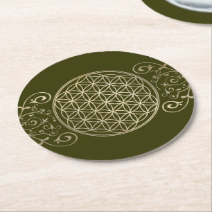 Flower of Life / Blume des Lebens - vintage IX Round Paper Coaster