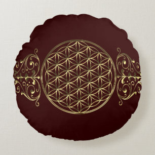 Flower of Life / Blume des Lebens - vintage VIII Round Cushion