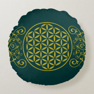 Flower of Life / Blume des Lebens - vintage XII Round Cushion
