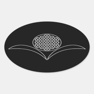 Flower of Life / Blume des Lebens - white leafs Oval Sticker