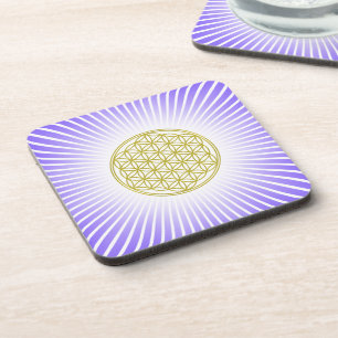 Flower Of Life / Blume des Lebens - white rays Coaster