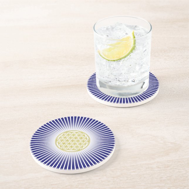 Flower Of Life / Blume des Lebens - white rays Coaster (Side)