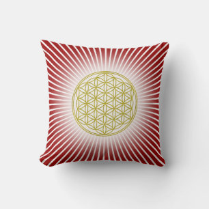 Flower Of Life / Blume des Lebens - white rays Cushion