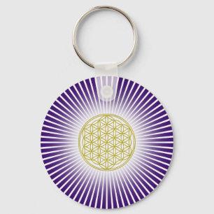 Flower Of Life / Blume des Lebens - white rays Key Ring