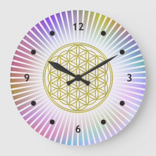 Flower Of Life / Blume des Lebens - white rays Large Clock