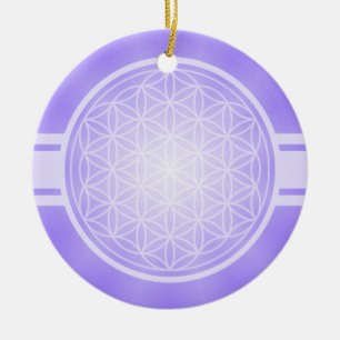 Flower of Life / Blume des Lebens - white transpa. Ceramic Tree Decoration
