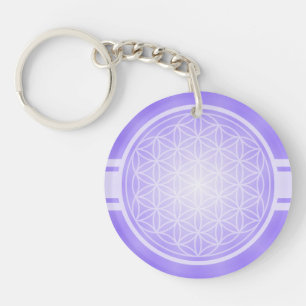 Flower of Life / Blume des Lebens - white transpa. Key Ring