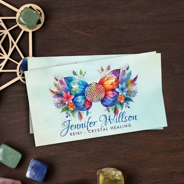 Flower of life Butterfly - Colourful energy flow Business Card (Creator Uploaded)