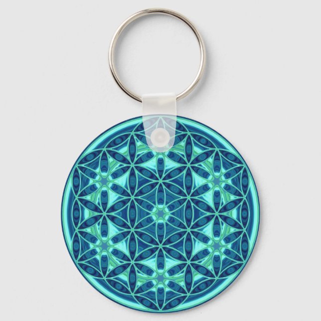Flower Of Life - Button Style 01 Key Ring (Front)