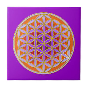 Flower Of Life - Button Style 04 Ceramic Tile