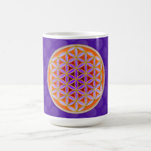 Flower Of Life - Button Style orange violet Coffee Mug