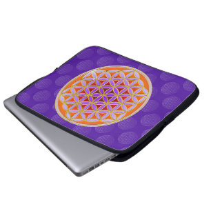 Flower Of Life - Button Style orange violet Laptop Sleeve