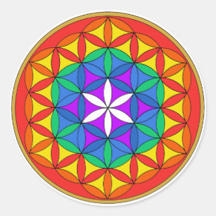 Flower of Life Chakra3.png Classic Round Sticker