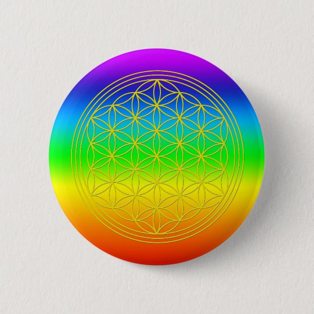 Flower of life chakra 2 6 cm round badge (Front)