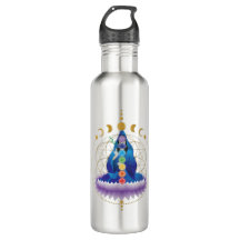 Flower of life, chakra, goddess v2 water bottle