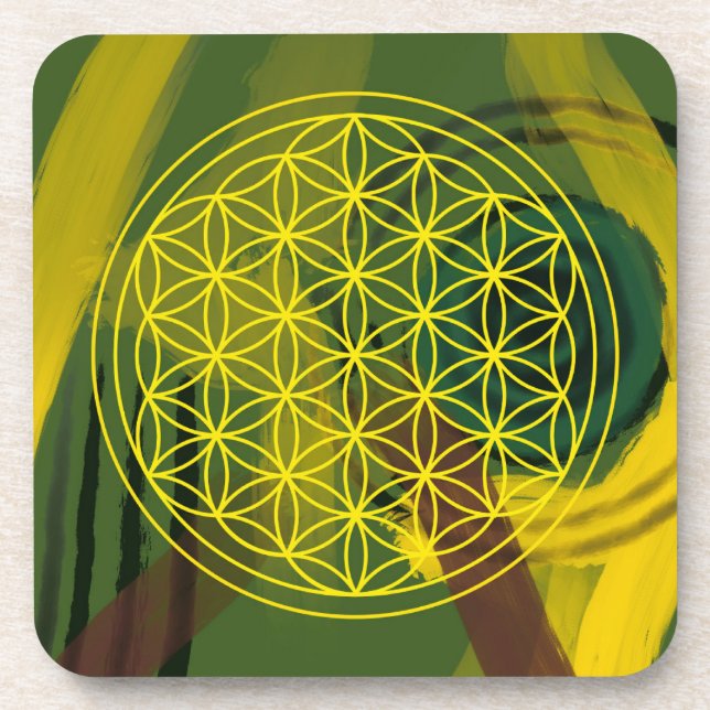 flower of life, chakra, magnetism, zen,  coaster (Front)